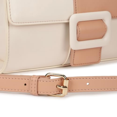 Fastrack Pastel Play Satchel | Faux-Leather Women’s Handbag in Pink & White | Buckle-Flap Design with Dual Carry Options & Spacious Interior