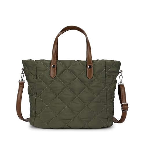 Fastrack Gridline Tote | Nylon Women’s Tote Bag | Diamond-Quilted Design with Dual Carry Options & Multiple Compartments