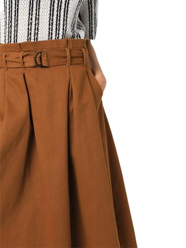 VERO MODA Women Solid Brown Cotton A-Line High Rise Skirt
