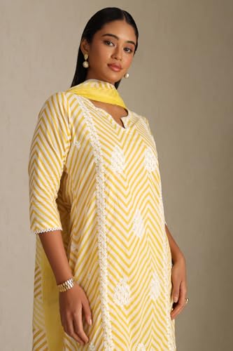 Soch Women's Pure Cotton Kurta Set (CWS5CD22021_Yellow