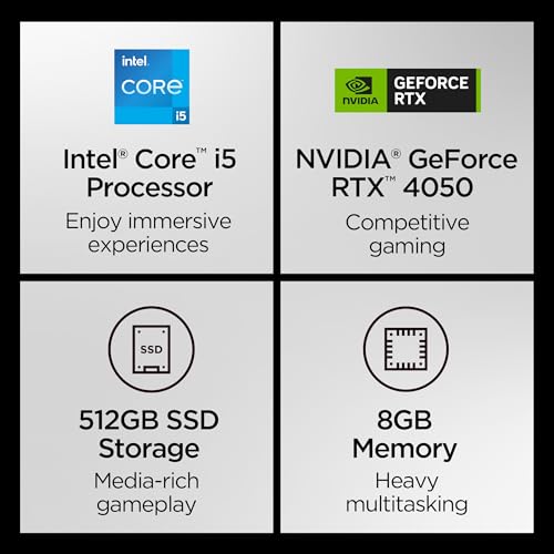 Lenovo LOQ Essential – AI-Powered Student Gaming Laptop - Intel® Core™i5-12450HX - 15.6" FHD IPS Display – 144Hz Refresh Rate – NVIDIA® GeForce RTX™ 4050 – 8GB Memory – 512GB SSD Storage – Luna Grey