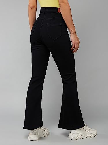 Miss Chase Women's Bootcut High Rise Regular-Length Stretchable Denim Jeans (MCSS18DEN02-19-334-26, True Black, 26)