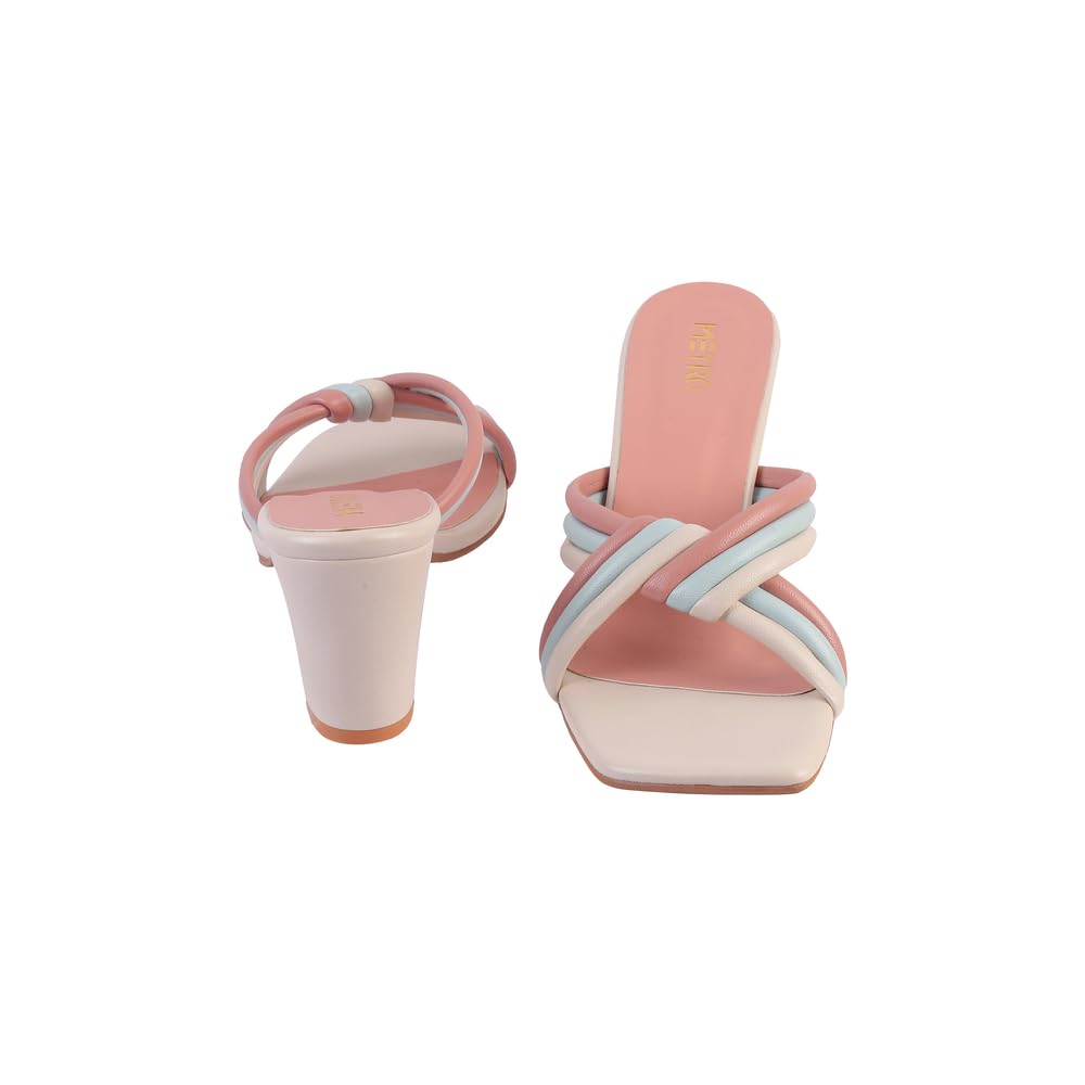 Metro Women Beige Block Heel Fashion Sandal UK/7 EU/40 (40-236)