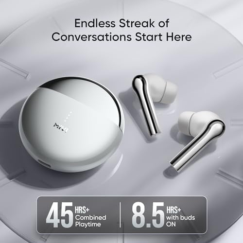 Mivi DuoPods i5 True Wireless Earbuds, High-end Metallic Finish, 13mm Rich Bass Drivers, 50 Hrs, Low Latency, Instant Charging, IPX 4.0, AI-ENC, Made in India