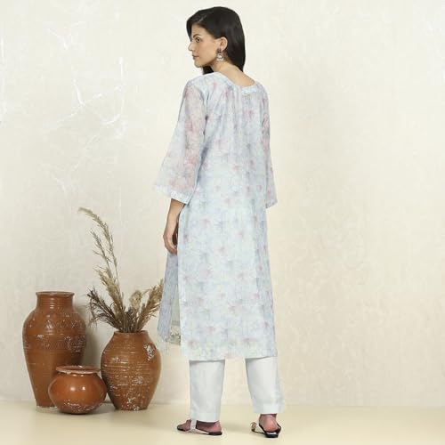 Biba Women Sea Green Chanderi Unstitched Suit Set_Free Size