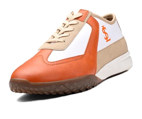 LOUIS STITCH Men’s Orange and White Casual Lightweight Lace-Up Sneakers for men| Cushioned Comfort | Dual-Color TPR Sole | Lightweight & Comfortable Casual Lace-Up Shoes | LSP-SNK-AVI-017-ORWH | UK-10