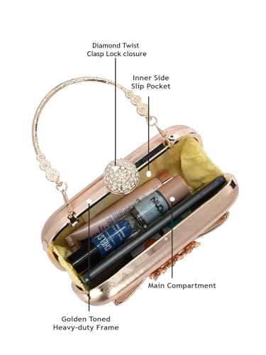 TOOBA Women's Copper Handicraft Beautiful Bling Box Clutch Bag for Wedding, Banquet, Gift Family, & Friends