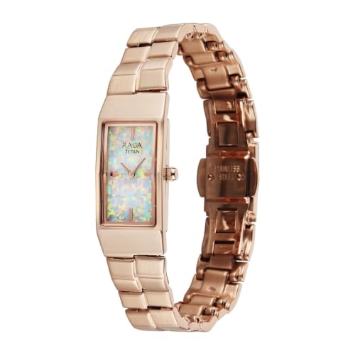 Titan Raga Opal with Quartz Analog White Dial Rose Gold Color Strap Watch for Women - 2815WM02