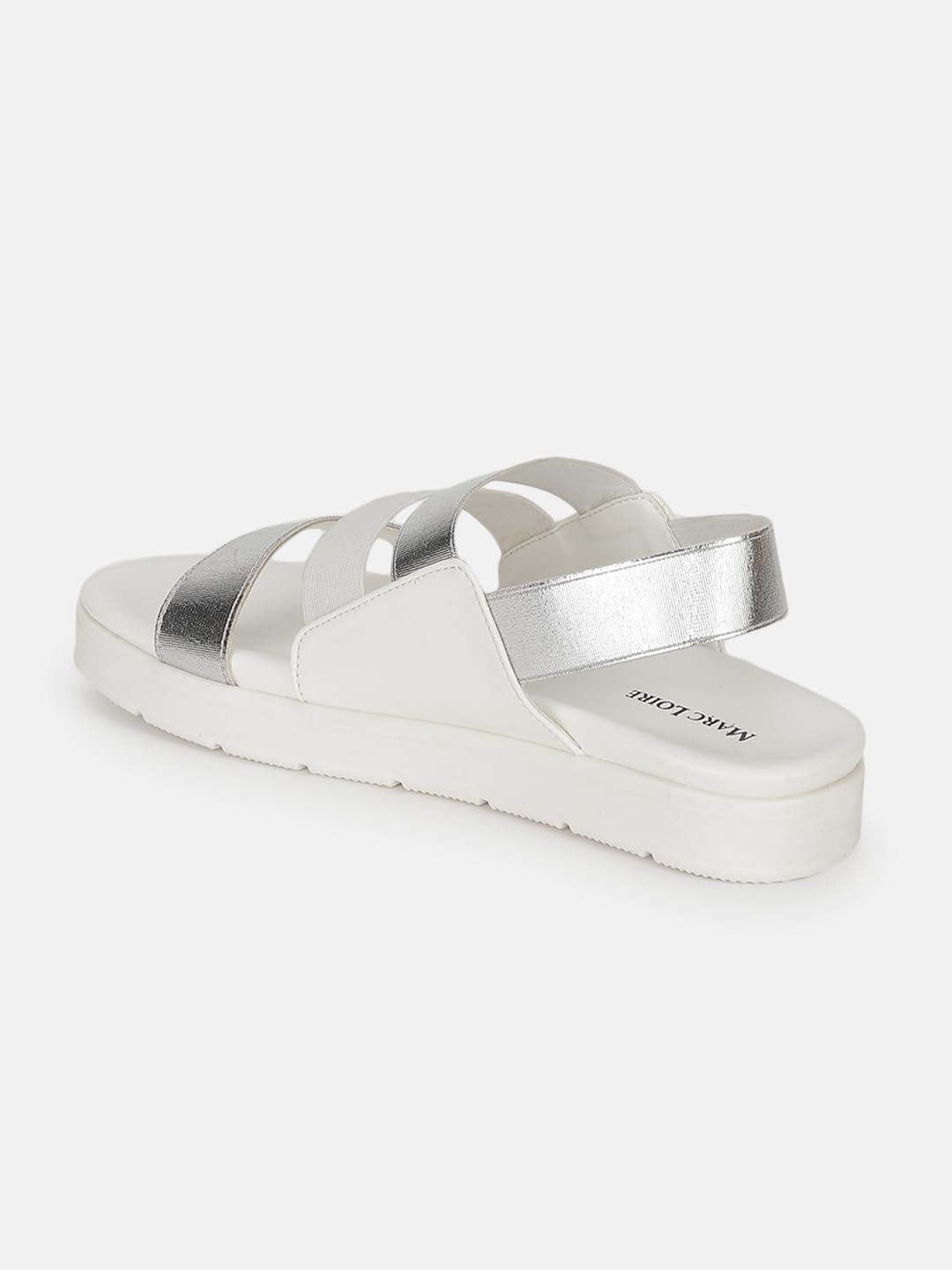Marc Loire Women Platform Heel Fashion Sandal With Slingback Strap; Smart Casual Footwear (White, 3)