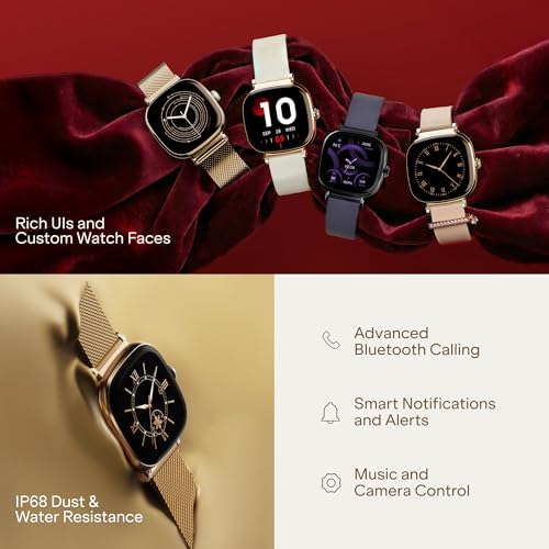 boAt Chrome Ivory Smart Watch for Women, co-Designed with GIVA, 1.7" AMOLED Display, 1000 nits Brightness, Premium Metallic Build, Female Wellness Tracker smartwatch for Women (Rose Gold)