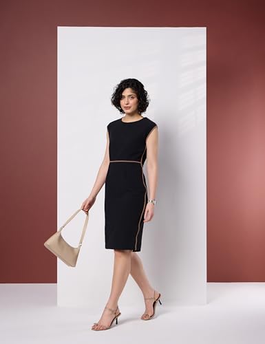 Symbol Premium Women's Sheath Dress (Knee Length | Desk-to-Dinner) (Available in Plus Sizes) (SP-SS26-WDR-008_Black_L)