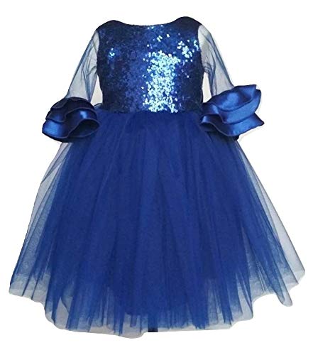 PINK WINGS Baby Girl's Royal Blue Frock (2-3 Years, Blue)