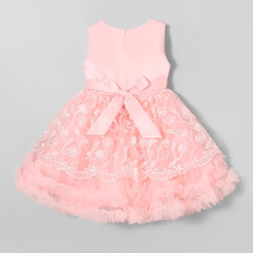 Hopscotch Girls Floral Embroidered Party Dress in Pink Color for Age (5-6 Years)