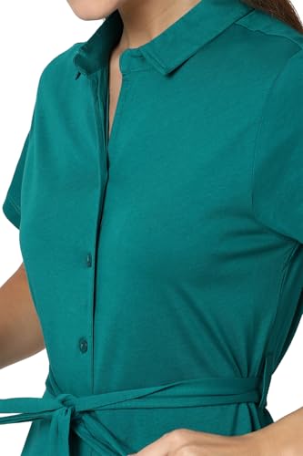 Van Heusen Women Green Solid Calf-Length Casual Dress