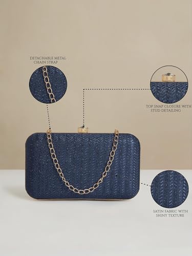 Wizara Women's Oval Frame Clutch | Detachable Chain Sling Strap | Stylish Ladies Purse Wallet for Special Occasions and Evening Events - Superior metal frame with a Chic Design and Eye-Catching Appeal