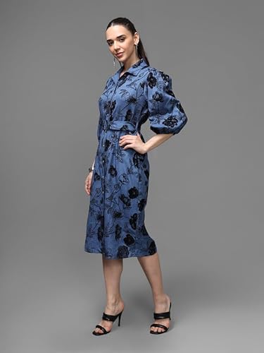 Kazo Amalfi Midi Dress with Belt (Blue_XS)