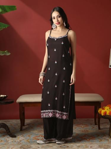 Globus Women Kurta Set (8909389016232_Black_M)