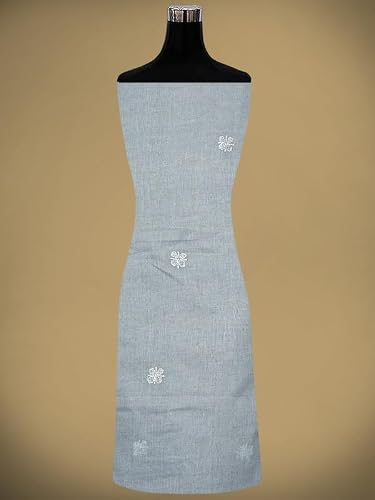Ada Hand Embroidered Lucknowi Chikankari Unstitched Cotton Dress Material Suit Piece with Dupatta for Women 01A882279 Fossil Grey