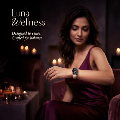 Titan Orbis Women Smartwatch with 1.62” AMOLED Display,Luna Wellness,UV/AQI Index,Animated Watch Faces,QR Hub,Stress Monitoring,Breathe Exercise, Sleep,IP68,24/7 Health Suite - White