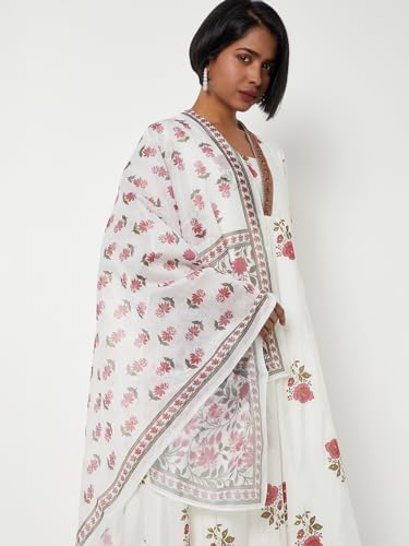 Max Women Printed A-line Kurta Set (White_XL)