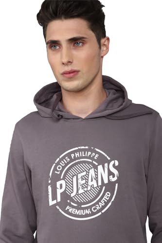 Louis Philippe Men Casual Grey Graphic Print Sweatshirt
