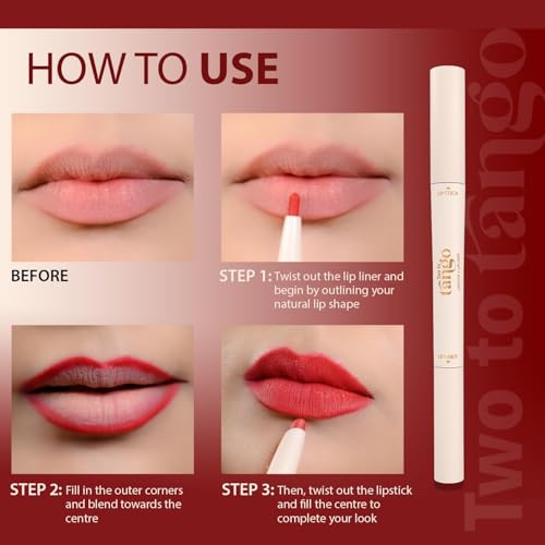 PREMIUM Two To Tango Lip Liner + Lipstick Duo |Non-Transfer |Long Stay | Creamy Matte Finish| Super-glide formula | Non-drying |For Sensational lip look, Red Magic-01 SH-7711