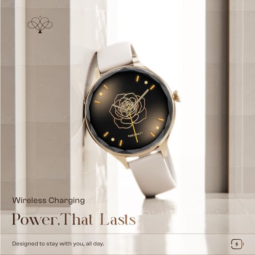 Fire-Boltt Phoenix Aura Women Smart Watch with 1.26” Diamond-Cut HD Display, Rotating Crown, Wireless Charging, Bluetooth Calling, Voice Assistant, 120+ Sports Modes - Ivory White