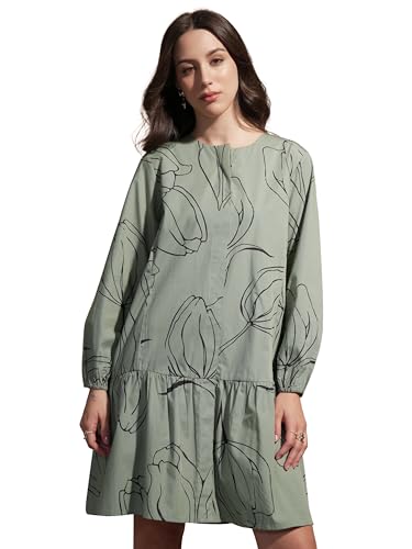 Vishudh Women Sleeveless Round Neck Dress VVa1000067 Green XL