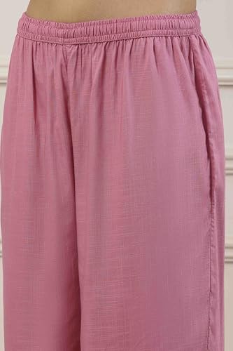 Biba Women Pink Poly Viscose Straight Suit Set_36