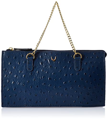 Hidesign Women Leather Clutch- Mn Blue