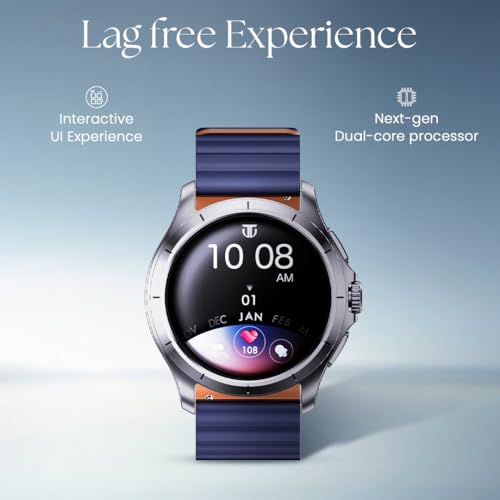 Titan Evoke 2.0, 1.32" AMOLED Display Smart Watch with AOD,1000 Nits, Functional Crown, Magnetic Strap, Metal Body,Fast Charge,24/7 Health Suite, BT Calling, SpO2, HRM, IP68 Smartwatch - Glacier Blue