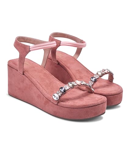 JM LOOKS Glamorous Wedge Platform Sandals Adorned with Sparkling Jewels