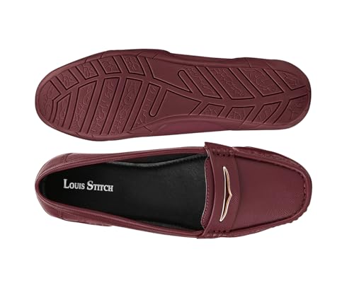 LOUIS STITCH Women’s Premium Rosewood Slip-On Loafers | Elegant Solid Slip-On Comfort Shoes for Casual and Formal Wear | Slip-On Loafer Shoes for Women | LSLD-BLR-HS01 | UK-5