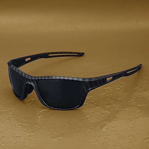 Carlton London-Premium-Men's-Black Toned Polarised and UV Protected Lens Sports Sunglasses