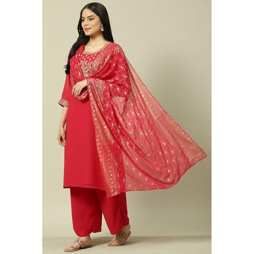 Rangriti Women Polyester Solid Suit Set (RSKASRTD18367SS23PNK_Pink