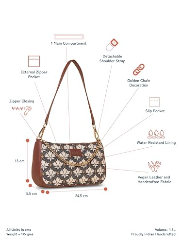 ZOUK Baguette Bag | Crossbody Bags for Women | Women's Handbags | Stylish Sling Bag for Woman | Vegan Leather Evening Bag | Travel & Office Use | Purse and Wallet | Multicolor Mandala Print