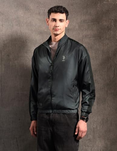 U.S. Polo Assn. Denim Co. Men's Black & Gold Regular Fit Jacket (UDJCK121A_Dark Grey_XL)