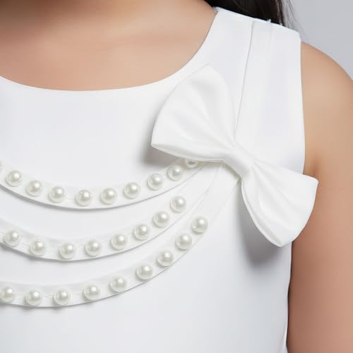Hopscotch Girls Floral Embroidered Sleeveless Gown in White Color for Age (4-5 Years)
