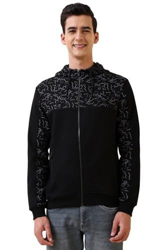 Men Black Hooded Neck Full Sleeves Casual Sweatshirt