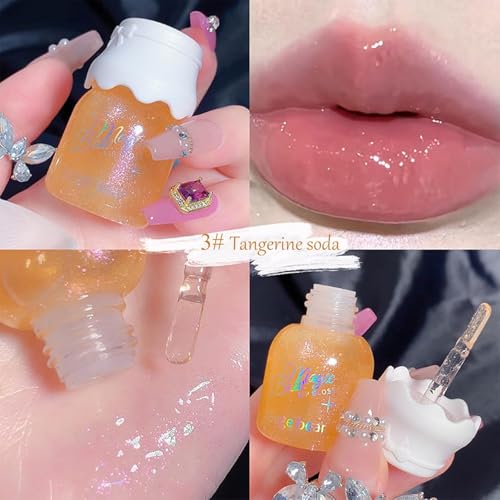 Gege Bear Glossy Lip Gloss for Women – Ultra-Hydrating, Non-Sticky, & High-Shine Finish | Wear Alone or Over Lipstick | Cute & Trendy Korean Inspired Lip Gloss | Lip Balm Alternative for Dry Lips | 5 Shades (01+02, 2 Pack)