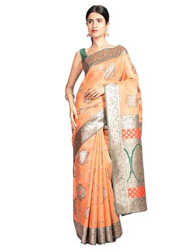MIMOSA Women's Woven Design Kanjivaram Style Art Silk Saree With Blouse Piece : SA00002072PCFREE