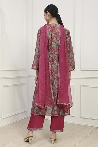 Biba Women Purple Silk Blend Machine Embroidered Unstitched Suit Set_FREE SIZE