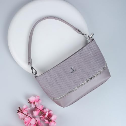 Mochi Women's Purple Faux Leather Handbag with Spacious Compartments(66-560)