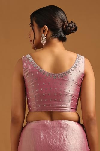 Soch Womens Purple Organza Embellished Saree With Stone Work