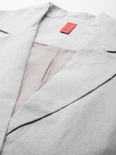 Cottinfab Women Grey Solid Single-Breasted Long Sleeves Casual Blazer