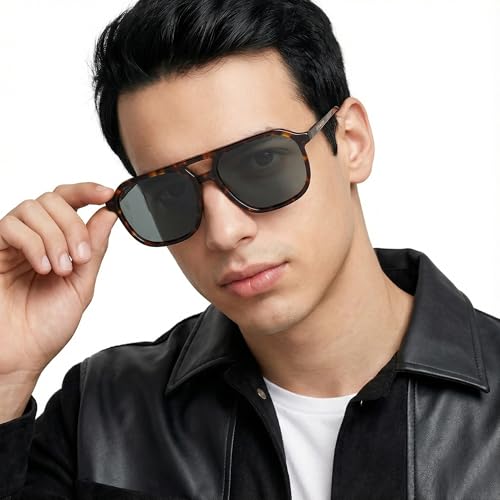 John Jacobs | Tortoise - Green Solid | Full Rim Square Stylish & Premium Sunglasses | JJ Tints | Polarized and 100% UV Protection (UV 400) | Men & Women | Extra Wide | JJ S17336