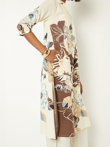 Max Women Printed A-line Kurta(White_M)