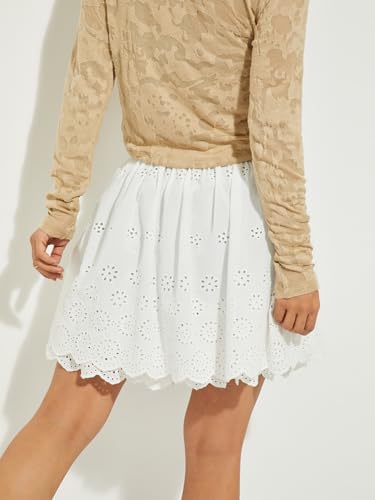 Max Alaya F x URB_N Women Schiffli Embroidered Mini Skirt (Ivory_XS)