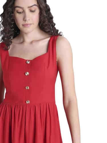 VERO MODA Womens Midi Dress Barbados Cherry