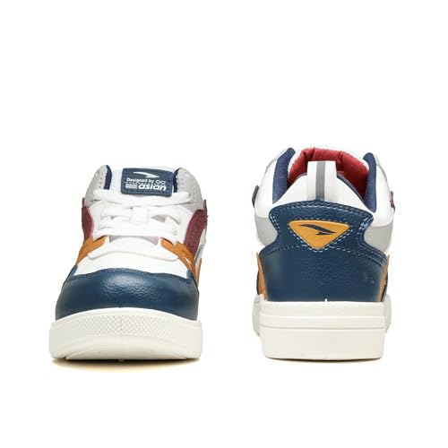 ASIAN Men's MEXICO-11 Casual Sneaker Shoes with Synthetic Upper Lightweight Comfortable Mid Top Sneaker Shoes for Men's & Boy's (WHTNVYMSTD) -UK 2